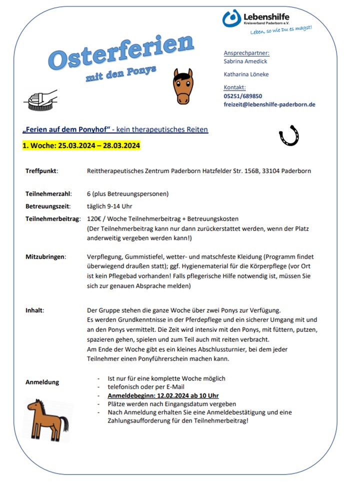 Osterferien Ponywoche 2024 Osterferien Ponywoche 2024