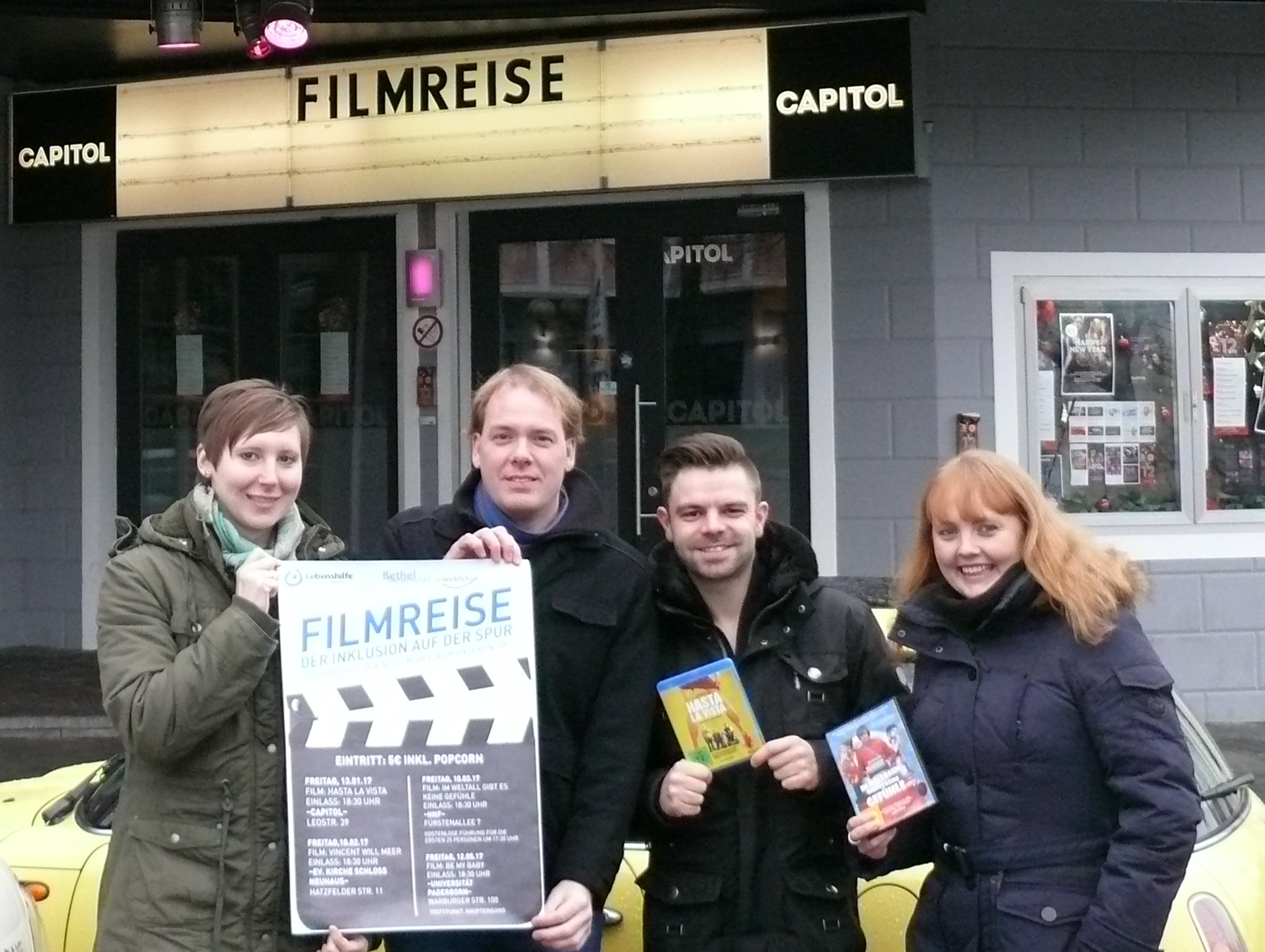 Das Organisationsteam der Filmreise - Von links: Carolin Erdmann, Stefan Pickartz, Thilo Pohlschmidt, Sabrina Müther 